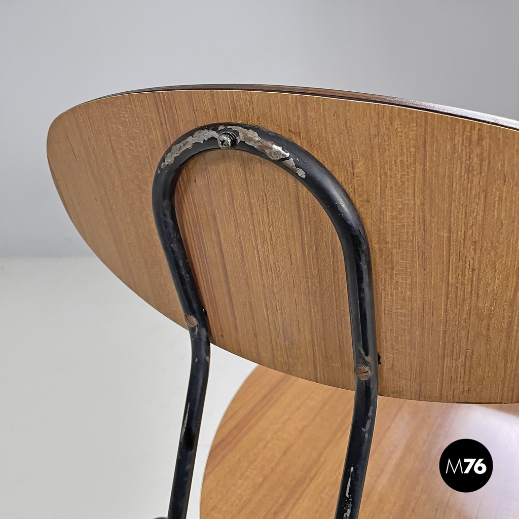 Sedie in formica marrone e metallo nero, 1960 ca. 