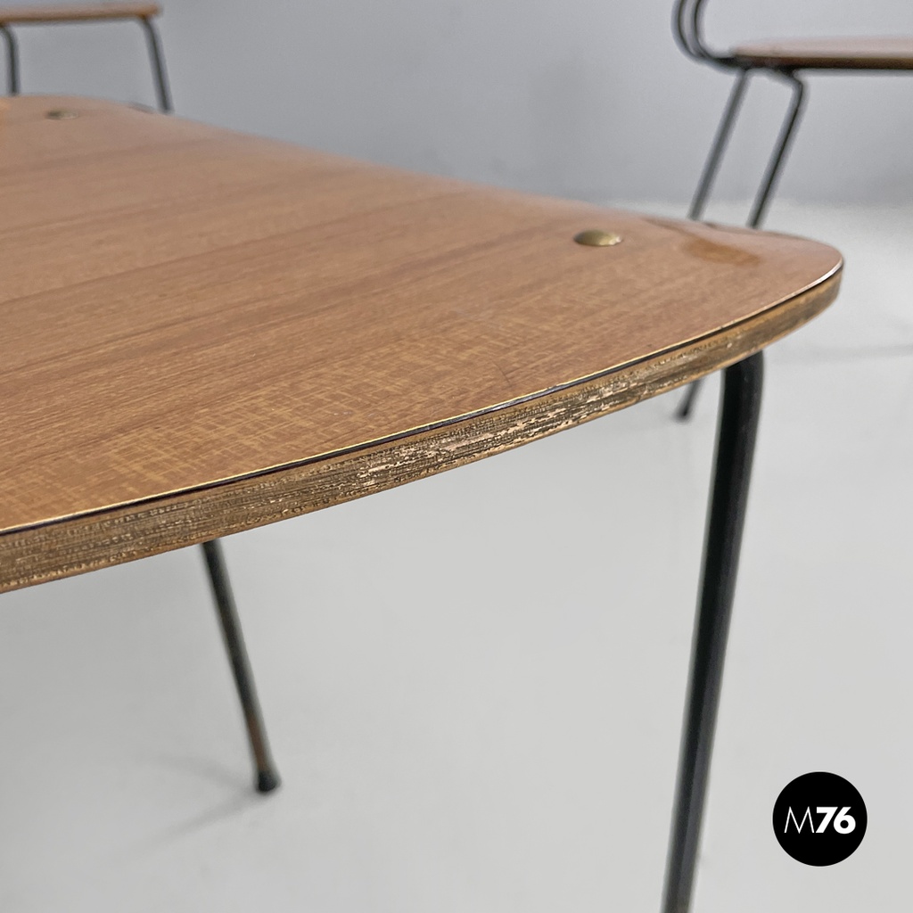 Sedie in formica marrone e metallo nero, 1960 ca. 