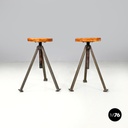 Sgabelli in legno e metallo, 1960 ca. 