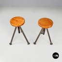 Sgabelli in legno e metallo, 1960 ca. 