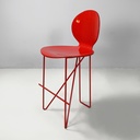 Sgabelli in legno e metallo rosso, 1980 ca.