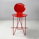 Sgabelli in legno e metallo rosso, 1980 ca.