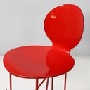 Sgabelli in legno e metallo rosso, 1980 ca.