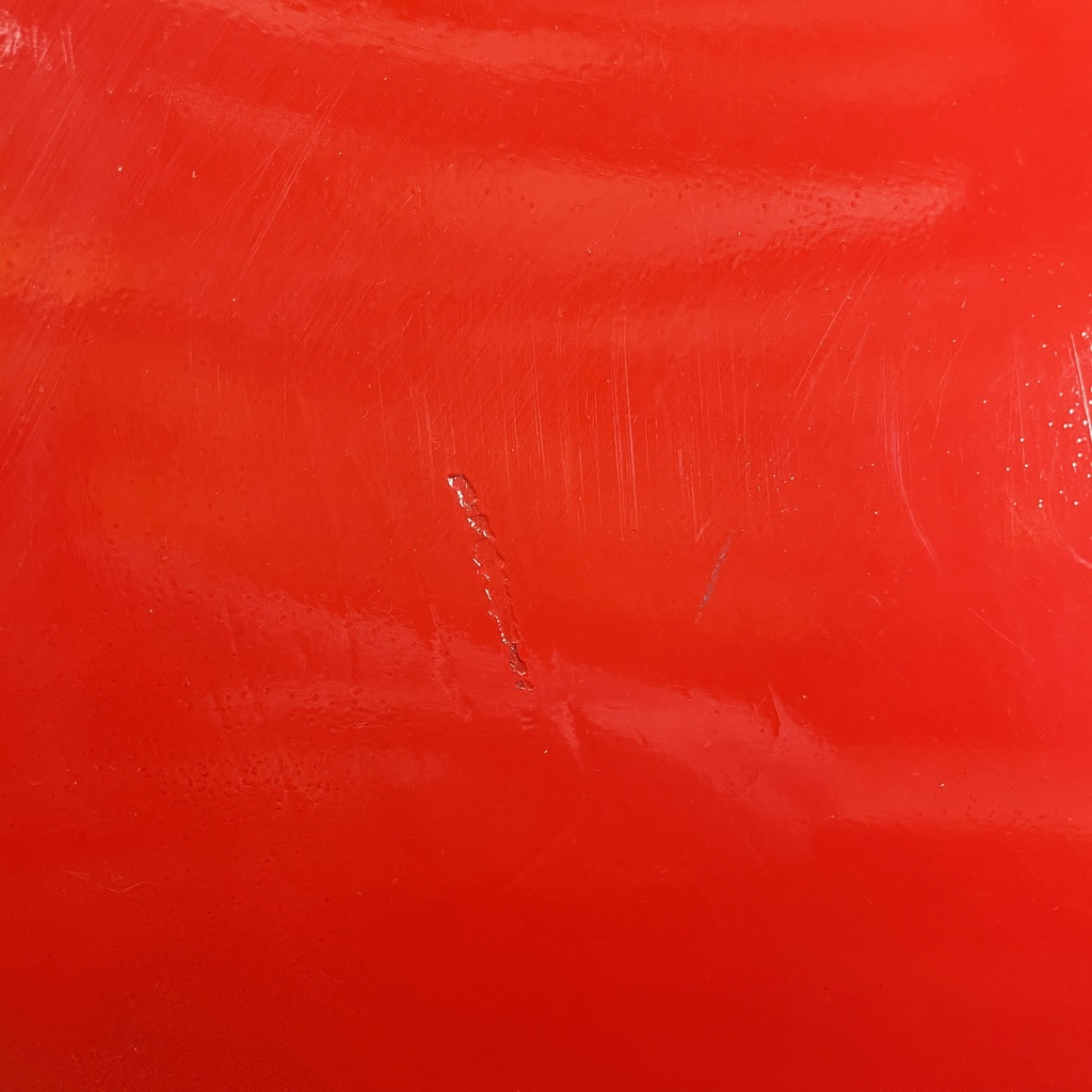 Sgabelli in legno e metallo rosso, 1980 ca.