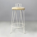 Sgabello in tessuto e metallo bianco, 1930 ca.