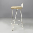 Sgabello in tessuto e metallo bianco, 1930 ca.