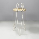 Sgabello in tessuto e metallo bianco, 1930 ca.
