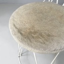 Sgabello in tessuto e metallo bianco, 1930 ca.