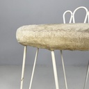 Sgabello in tessuto e metallo bianco, 1930 ca.