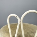 Sgabello in tessuto e metallo bianco, 1930 ca.