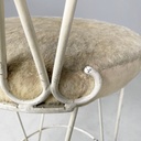 Sgabello in tessuto e metallo bianco, 1930 ca.