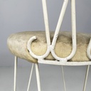 Sgabello in tessuto e metallo bianco, 1930 ca.