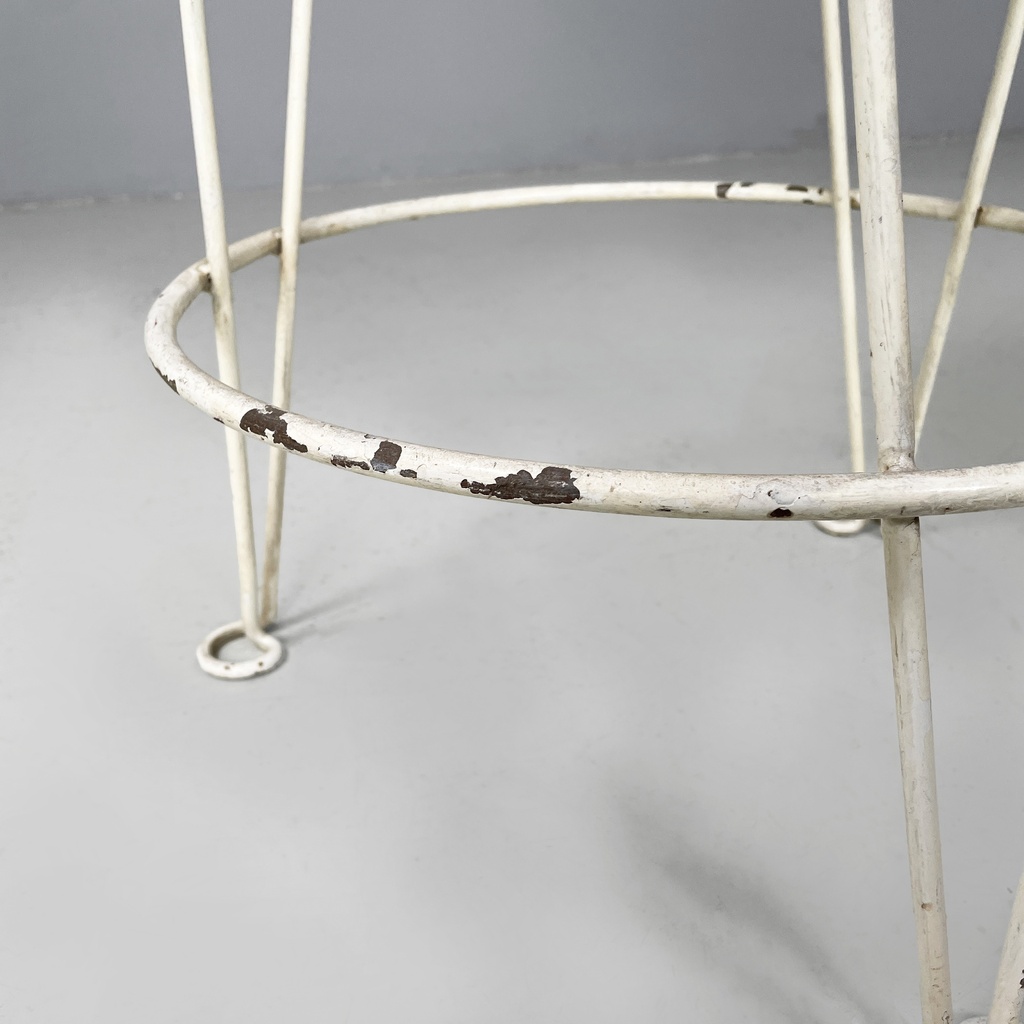 Sgabello in tessuto e metallo bianco, 1930 ca.