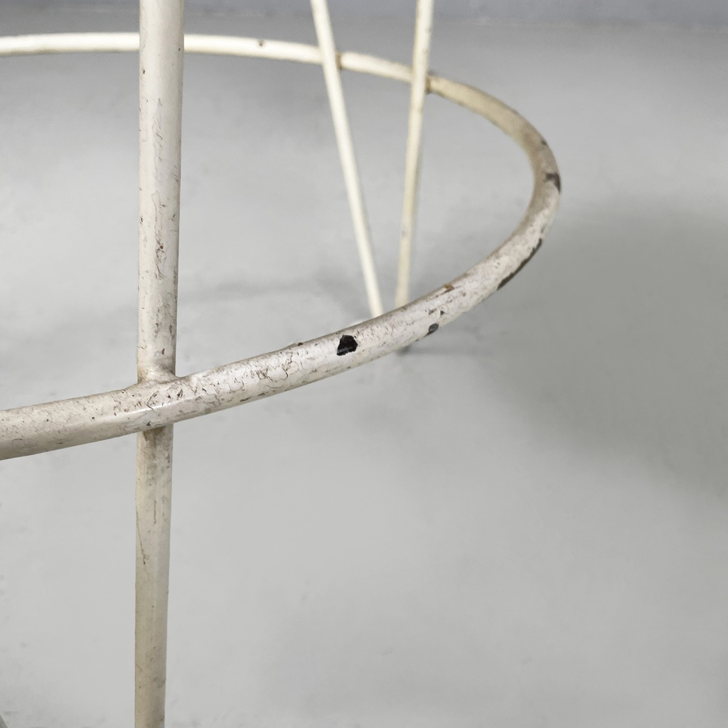 Sgabello in tessuto e metallo bianco, 1930 ca.