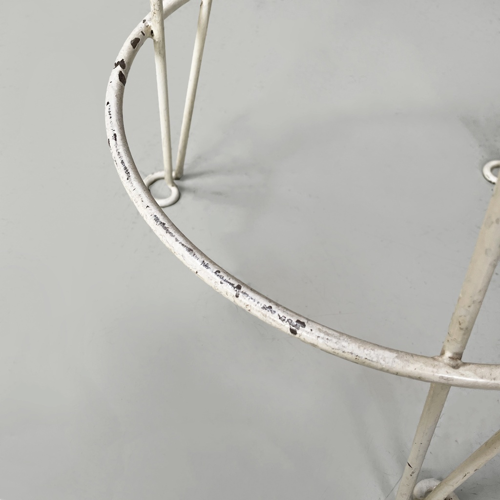 Sgabello in tessuto e metallo bianco, 1930 ca.