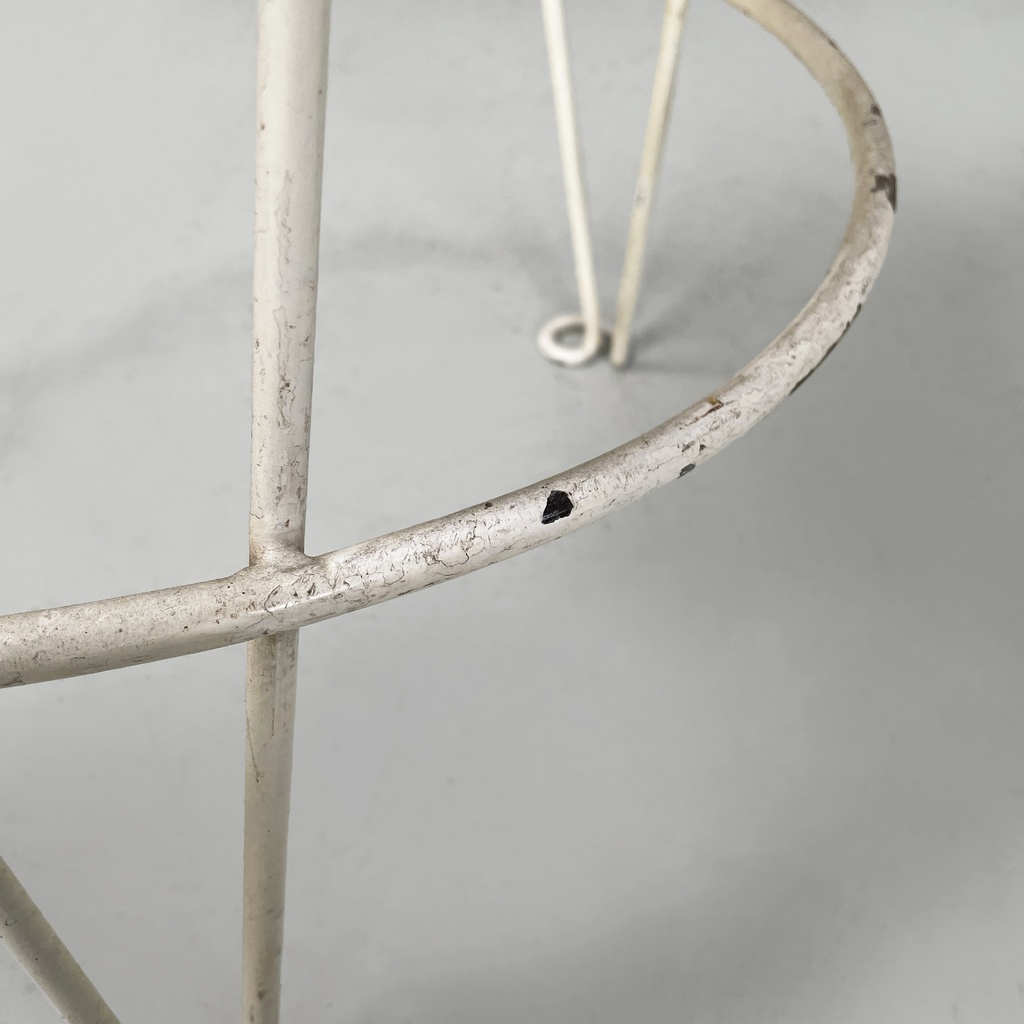 Sgabello in tessuto e metallo bianco, 1930 ca.