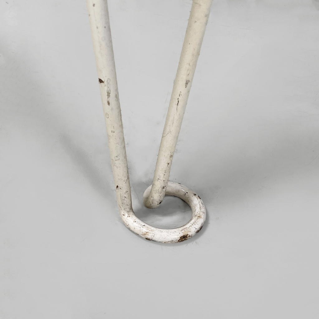 Sgabello in tessuto e metallo bianco, 1930 ca.