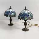 Lampade da tavolo in vetro e ottone, 1980 ca.