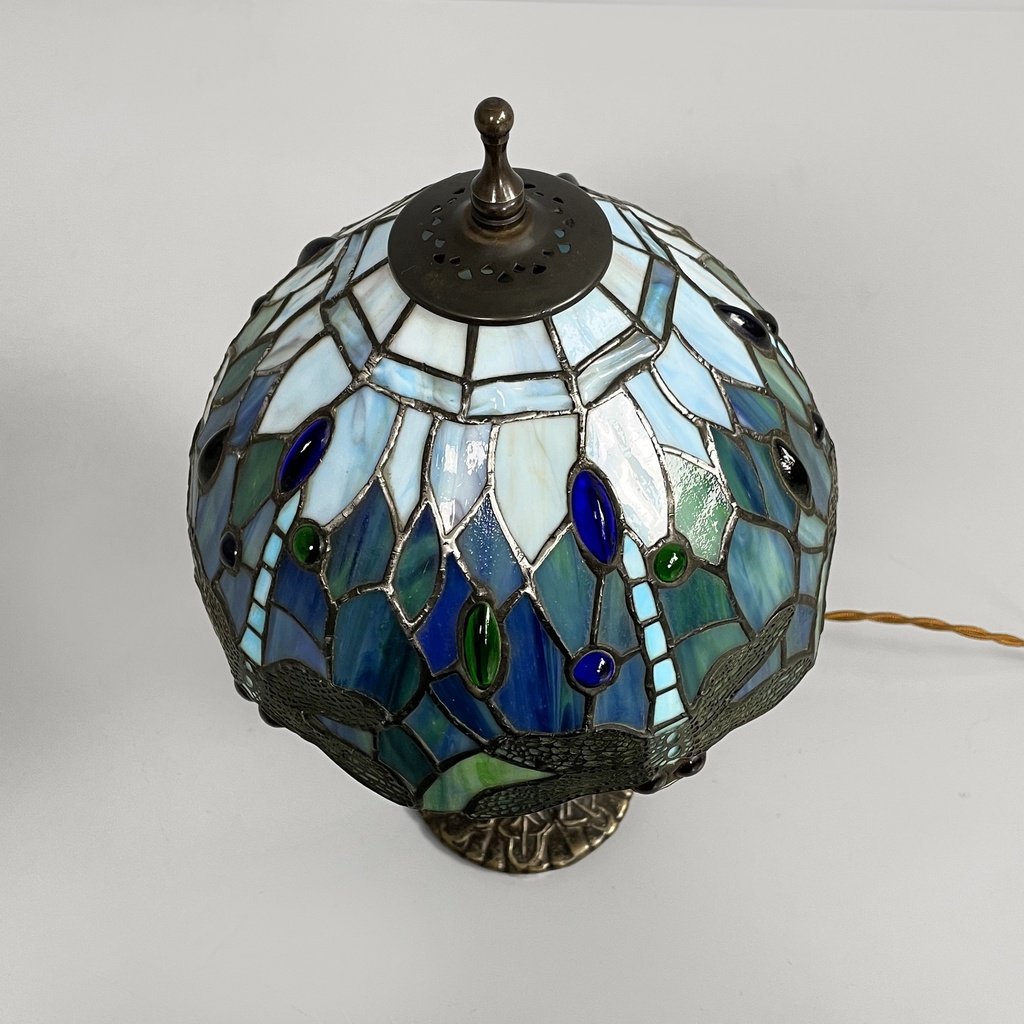 Lampade da tavolo in vetro e ottone, 1980 ca.