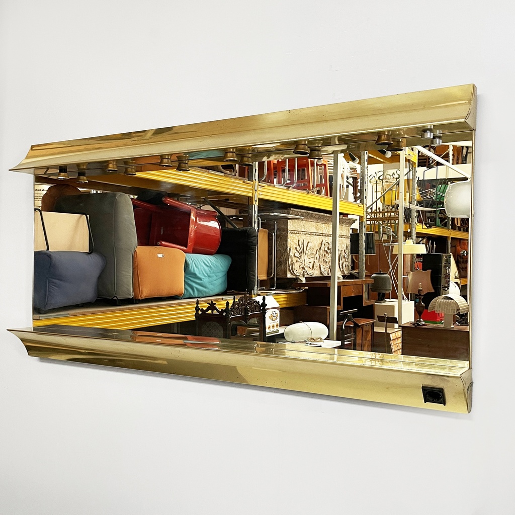 Specchio da parete con lampade, 1980 ca.