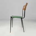 Sedie on metallo, rattan e finta pelle verde, 1960 ca. 