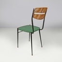 Sedie on metallo, rattan e finta pelle verde, 1960 ca. 