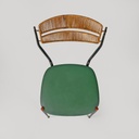 Sedie on metallo, rattan e finta pelle verde, 1960 ca. 