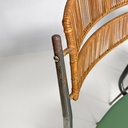 Sedie on metallo, rattan e finta pelle verde, 1960 ca. 