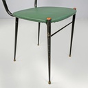 Sedie on metallo, rattan e finta pelle verde, 1960 ca. 