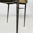 Sedie on metallo, rattan e finta pelle verde, 1960 ca. 