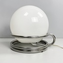 Lampada da tavolo in vetro opalino e acciaio, 1970 ca.