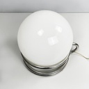 Lampada da tavolo in vetro opalino e acciaio, 1970 ca.