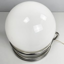 Lampada da tavolo in vetro opalino e acciaio, 1970 ca.