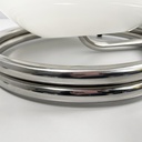 Lampada da tavolo in vetro opalino e acciaio, 1970 ca.