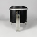 Poltrona in pelle nera e acciaio, 1980 ca.