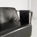 Poltrona in pelle nera e acciaio, 1980 ca.