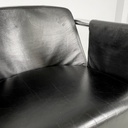 Poltrona in pelle nera e acciaio, 1980 ca.