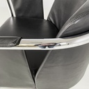 Poltrona in pelle nera e acciaio, 1980 ca.