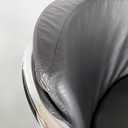 Poltrona in pelle nera e acciaio, 1980 ca.