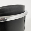 Poltrona in pelle nera e acciaio, 1980 ca.