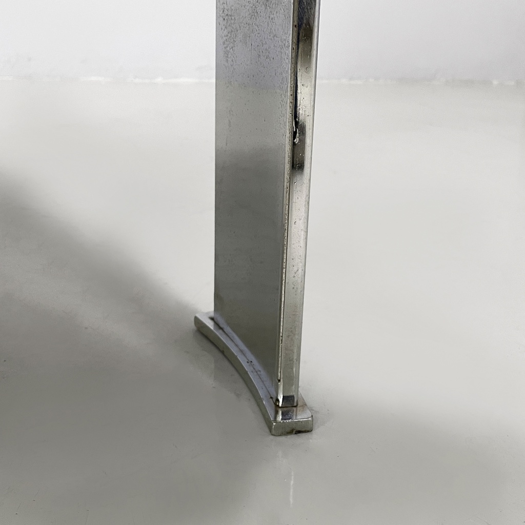 Poltrona in pelle nera e acciaio, 1980 ca.