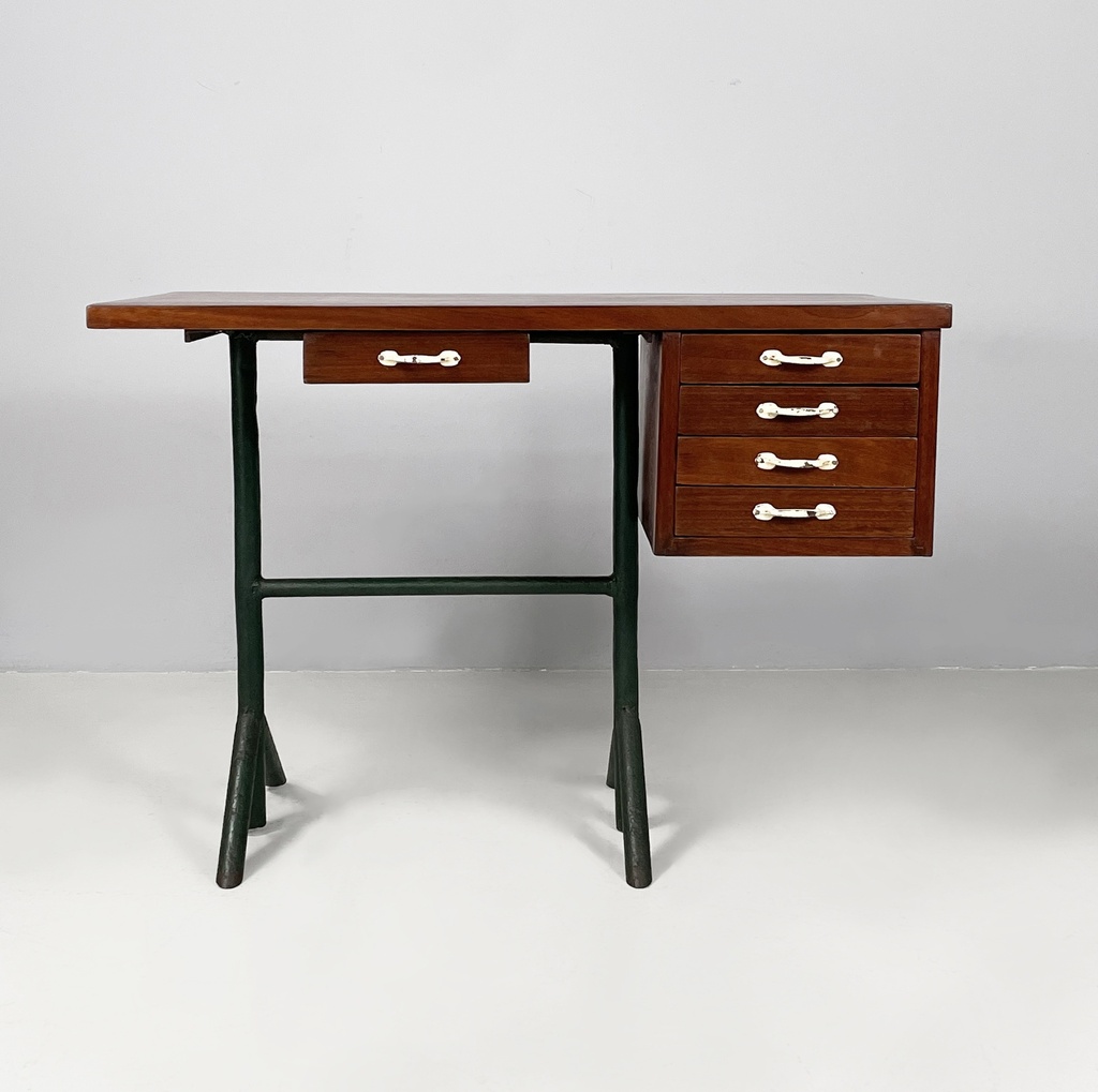 Scrivania in legno e metallo, 1960 ca.