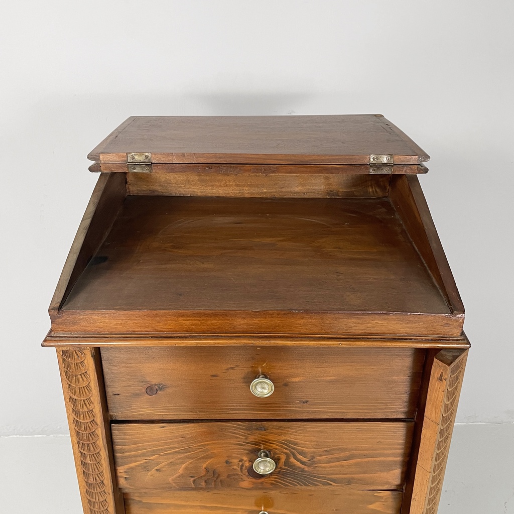 Cassettiera con leggio in legno, 1800 ca.
