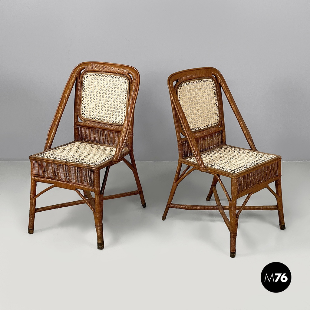 Sedia in paglia e rattan, 1960 ca.
