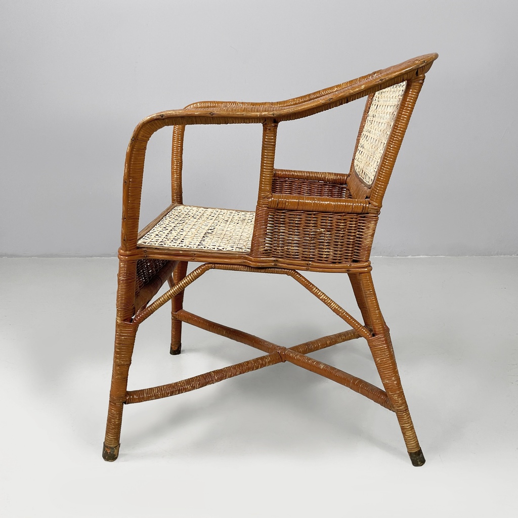 Poltrone in rattan e paglia, 1960 ca.