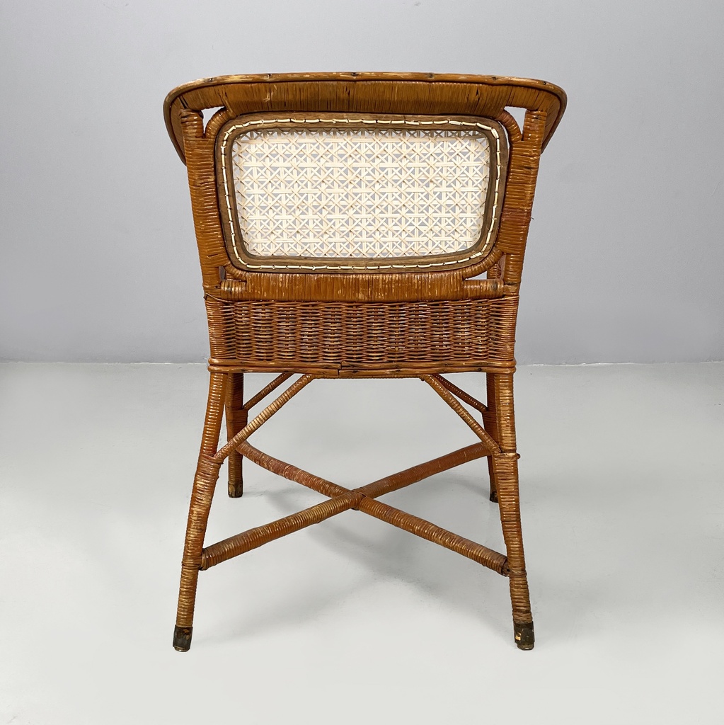 Poltrone in rattan e paglia, 1960 ca.