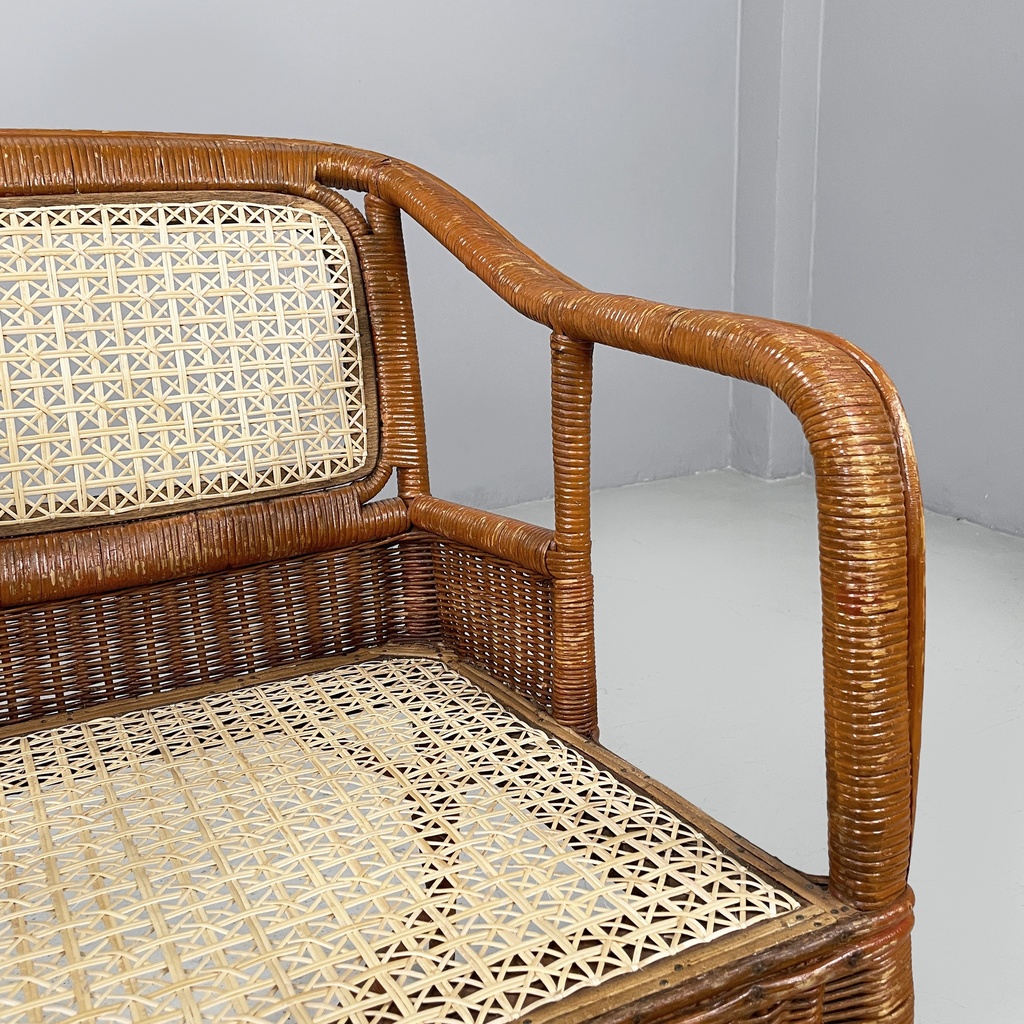 Poltrone in rattan e paglia, 1960 ca.