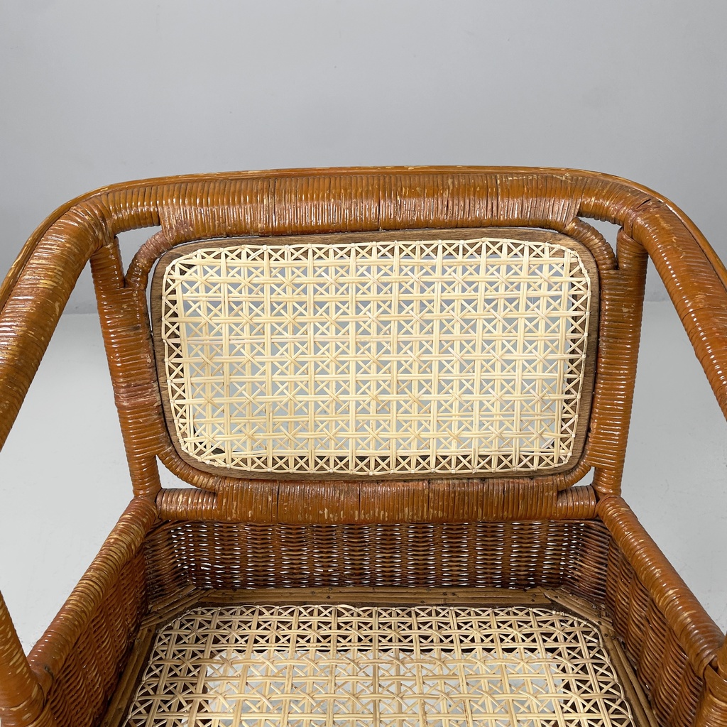 Poltrone in rattan e paglia, 1960 ca.