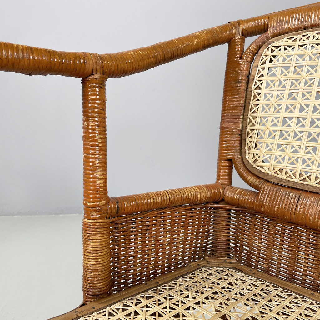 Poltrone in rattan e paglia, 1960 ca.