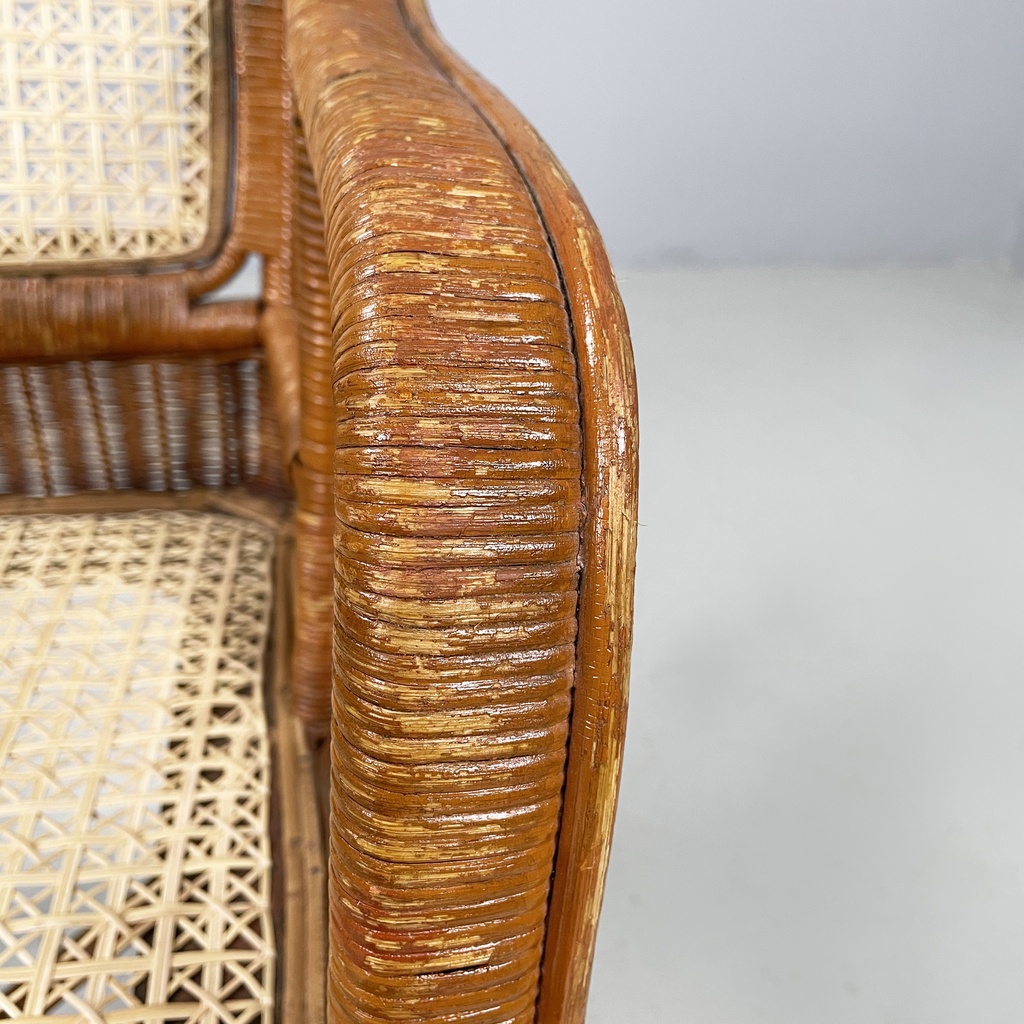 Poltrone in rattan e paglia, 1960 ca.